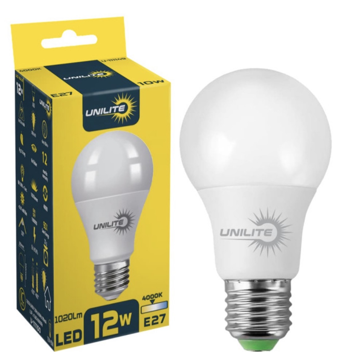 LED лампа UNILITE A60 12W E27 4000K