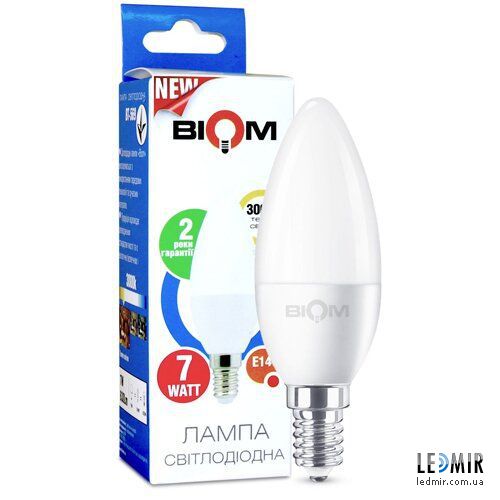 LED лампа BIOM 7W E14 3000K свеча