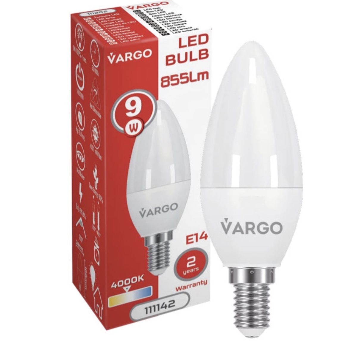 LED лампа Vargo C37 9W E14 4000K