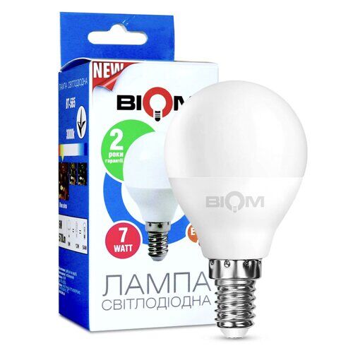 LED лампа BIOM 7W E14 3000K шарик