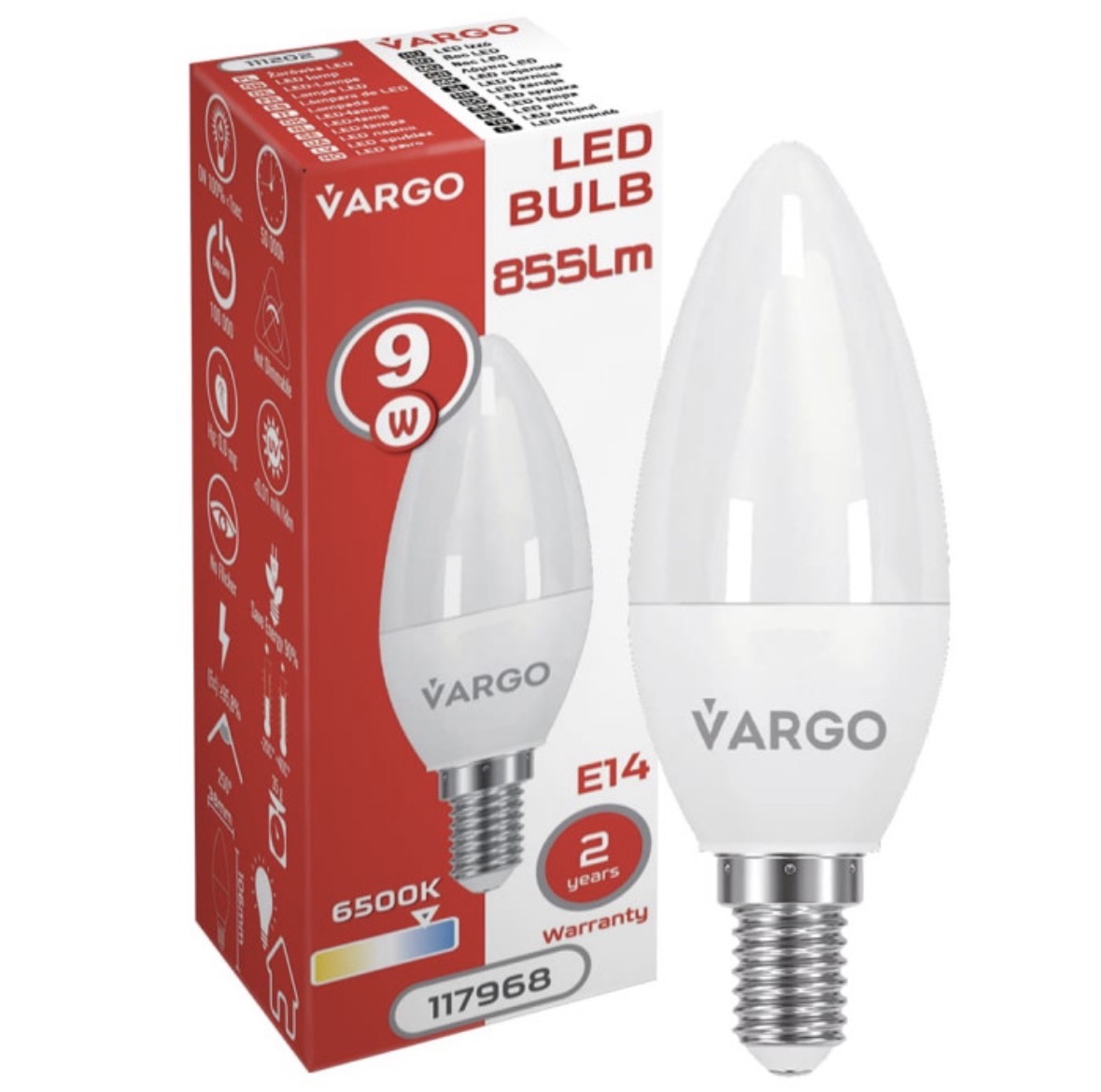 LED лампа Vargo C37 9W E14 6500K