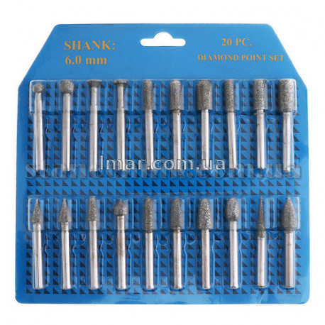 Набор алмазных шарошек 6mm X 60mm 20шт