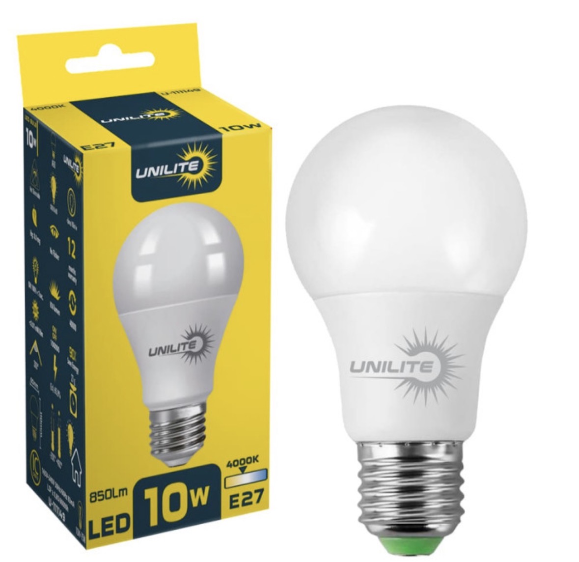 LED лампа UNILITE A60 10W E27 4000K