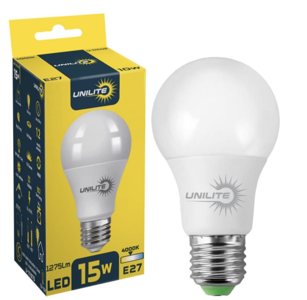 LED лампа UNILITE A60 15W E27 4000K