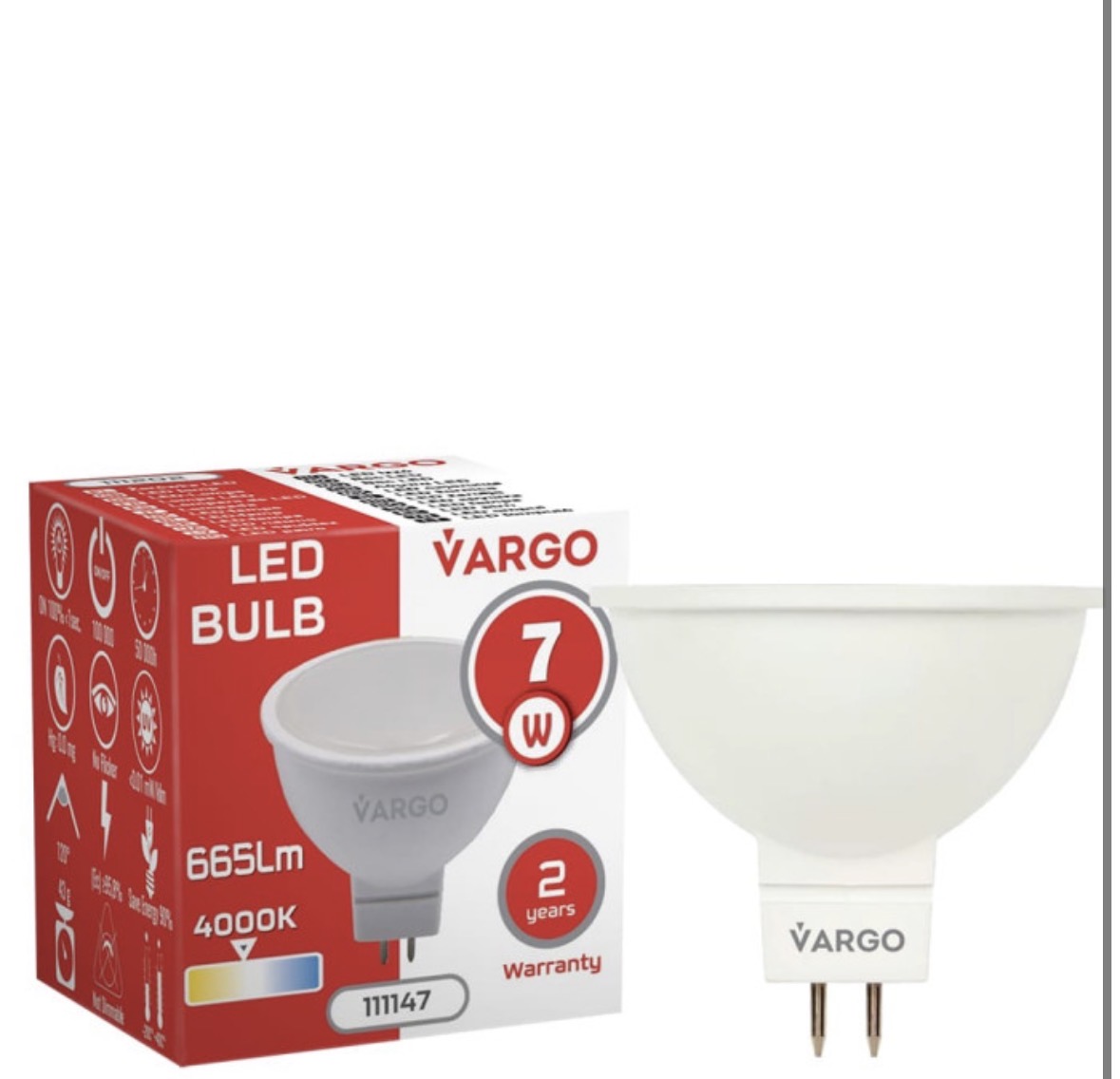 LED лампа Vargo MR16 7W 4000K