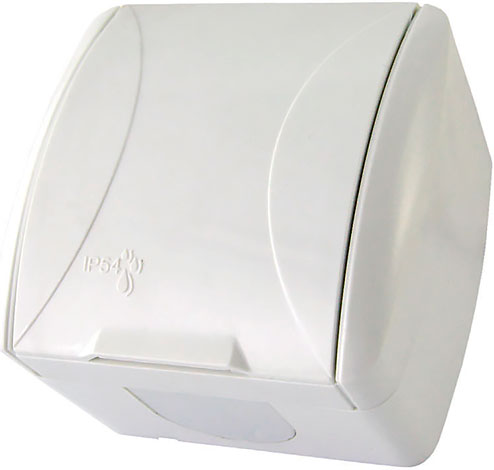 Розетка 2П+3 открытой установки IP54 16A с з/к с крыш. бел