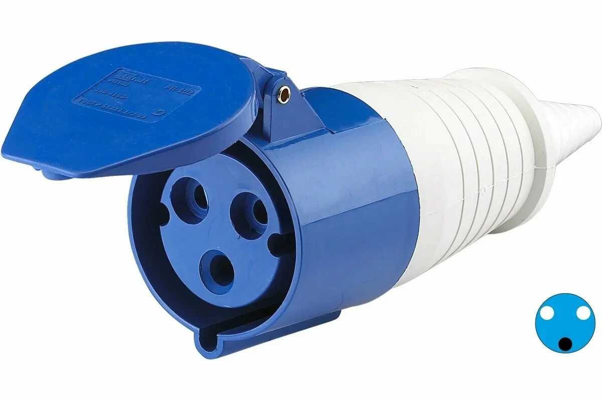 Силовой разъем Розетка переносная (IP44) 32А 3 штыр