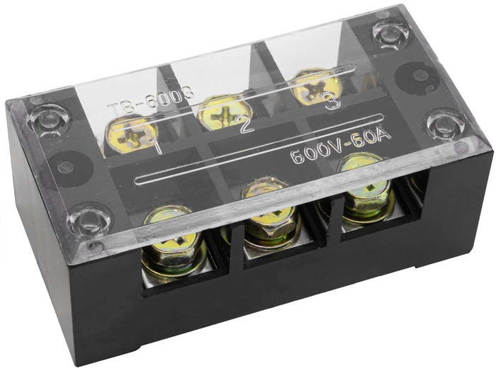 TB-6003 , колодка клеммная в корпусе 60А 3 гнёзд