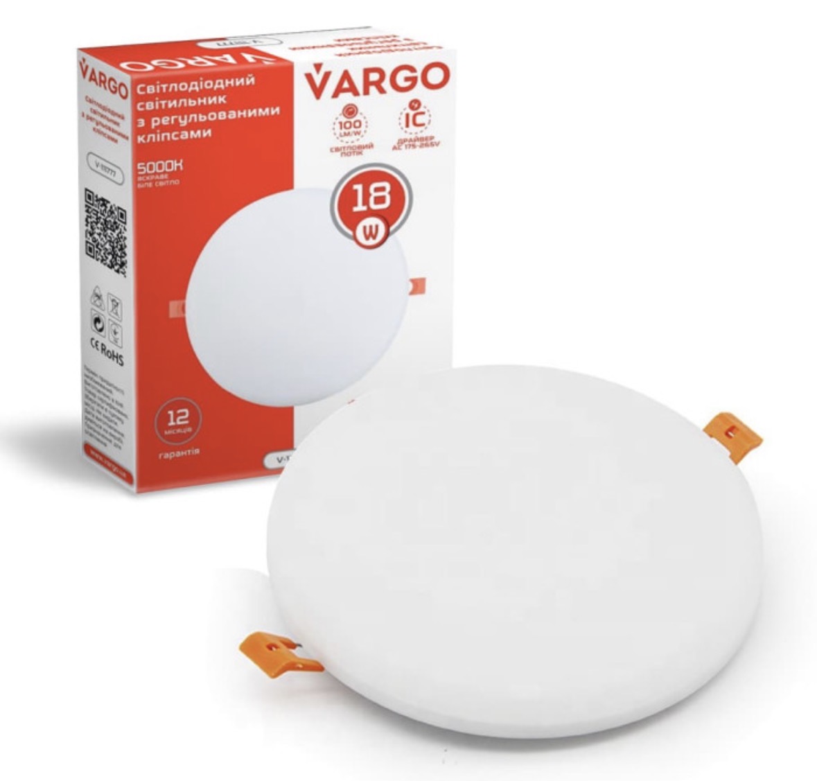 Светильник Vargo 18W R 120mm круглый безрамный