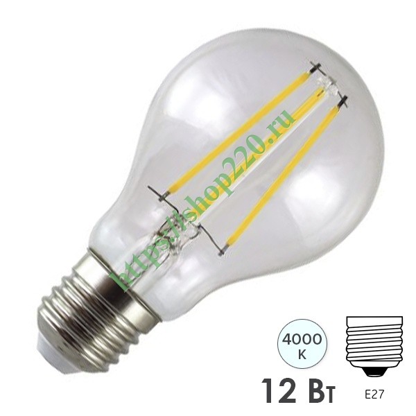 TDMl Лампа диодн филамент -A60 12W 4000K E27