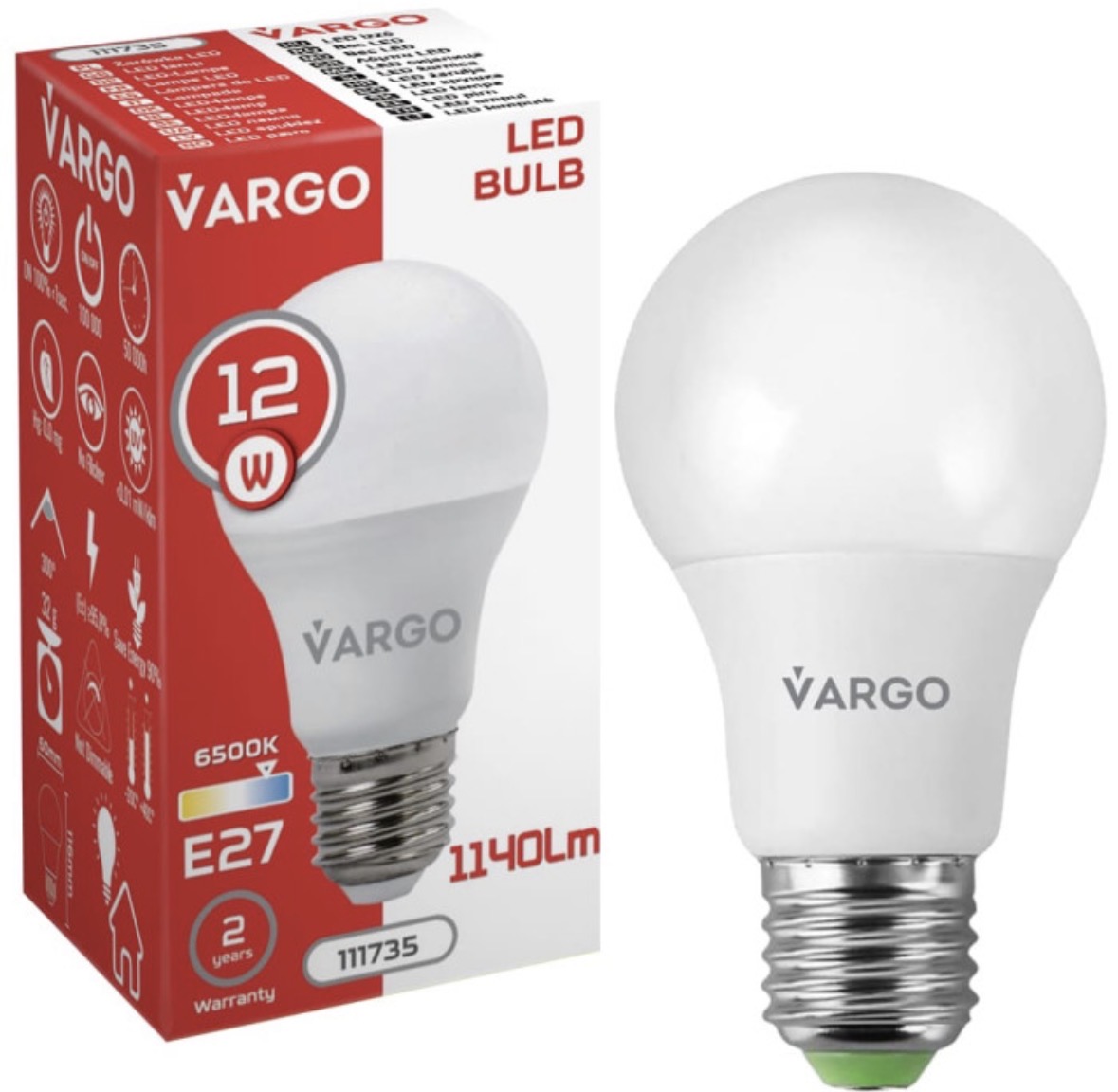 LED лампа Vargo A60 12W E27 6500K