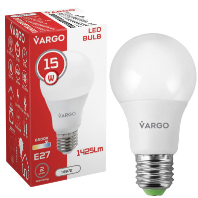 LED лампа Vargo A65 15W E27 6500K