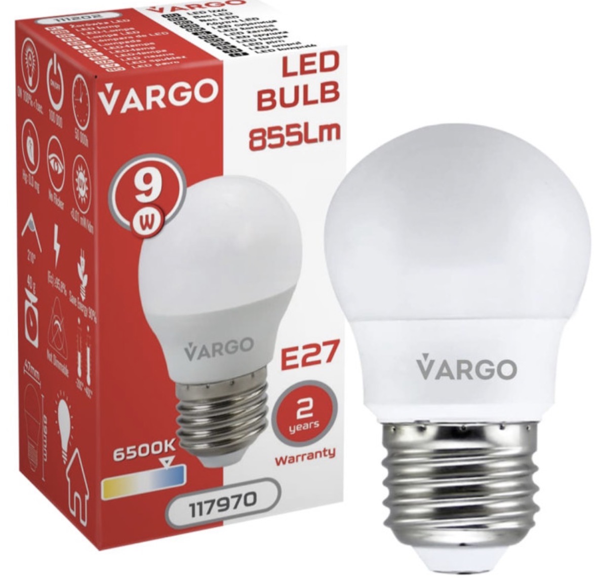 LED лампа Vargo G45 9W E27 6500K