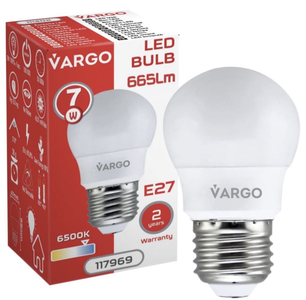 LED лампа Vargo G45 7W E27 6500K