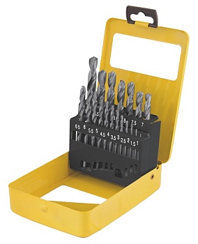 Набор сверелдля металла ,19шт HSS белые(1-10мм, шаг 0,5мм) в металл. короб